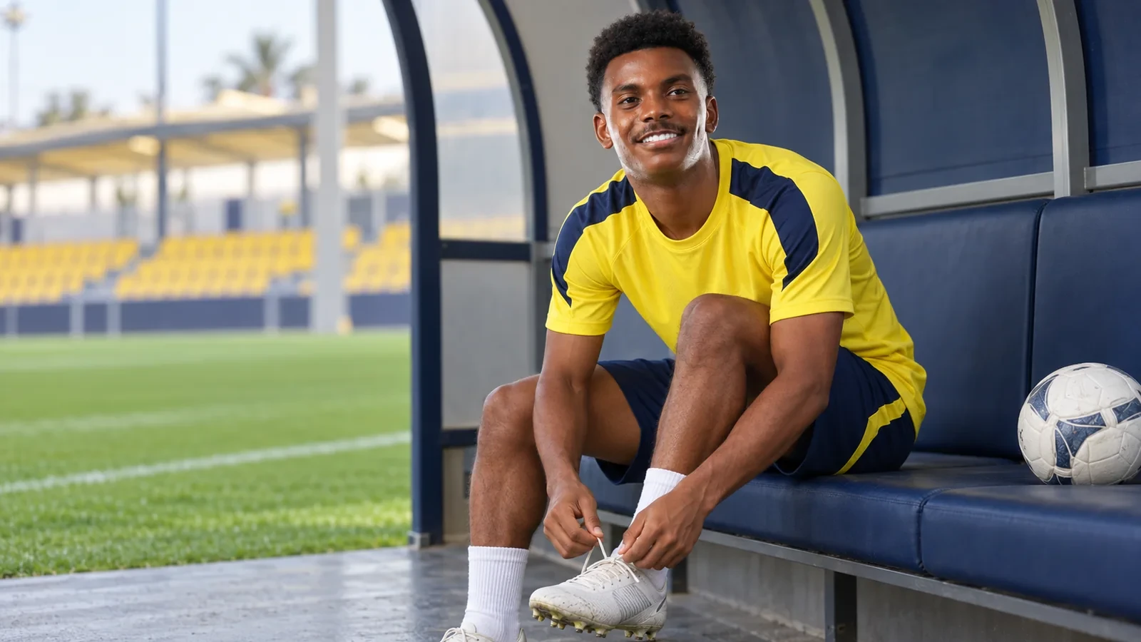 Saad Haqawi chuẩn bị giày trước buổi tập cùng Al Nassr