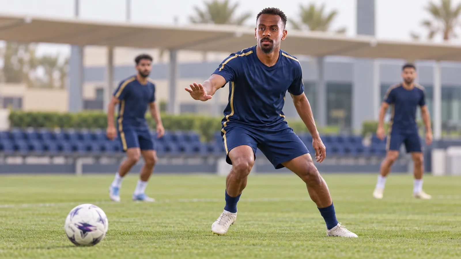 Abdullah Al-Khaibari che trục giữa trong buổi tập Al Nassr