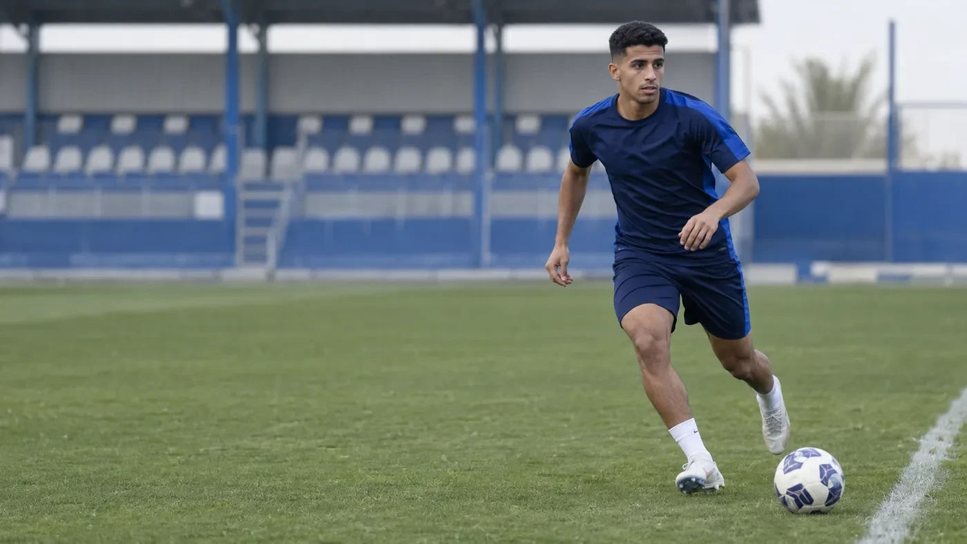 Mohammed AlSarnokh chạy bọc lót về phía đường biên