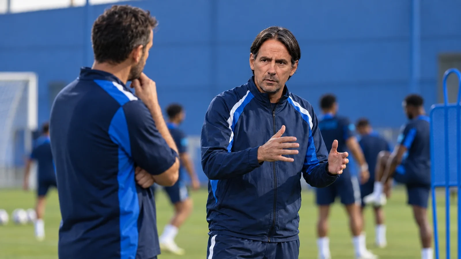 Simone Inzaghi trao đổi kế hoạch buổi tập cùng trợ lý tại Al Hilal