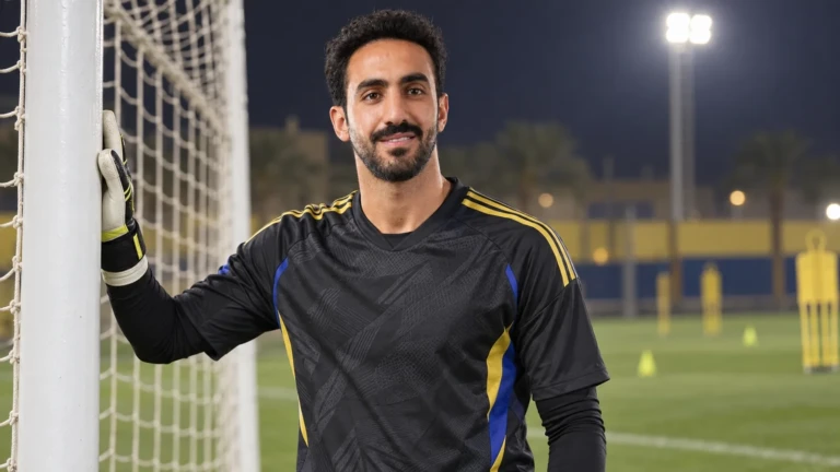 Nawaf Al-Aqidi bên khung thành trong buổi tập của Al Nassr