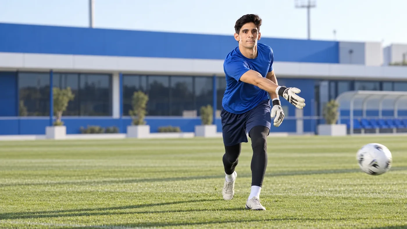 Yassine Bounou phát bóng nhanh bằng tay trong buổi tập Al Hilal