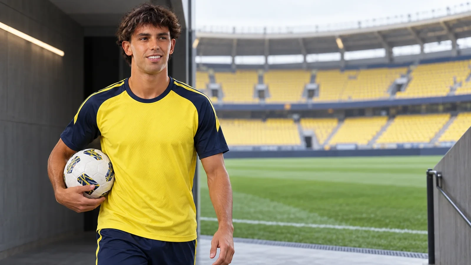João Félix bước từ đường hầm ra sân trước buổi tập Al Nassr