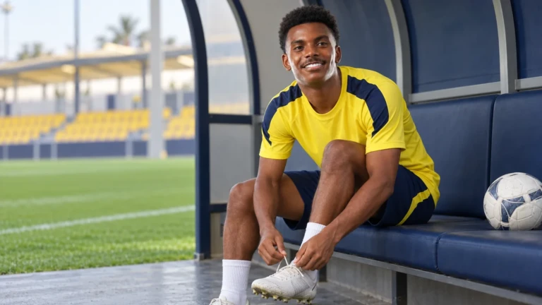 Saad Haqawi chuẩn bị giày trước buổi tập cùng Al Nassr